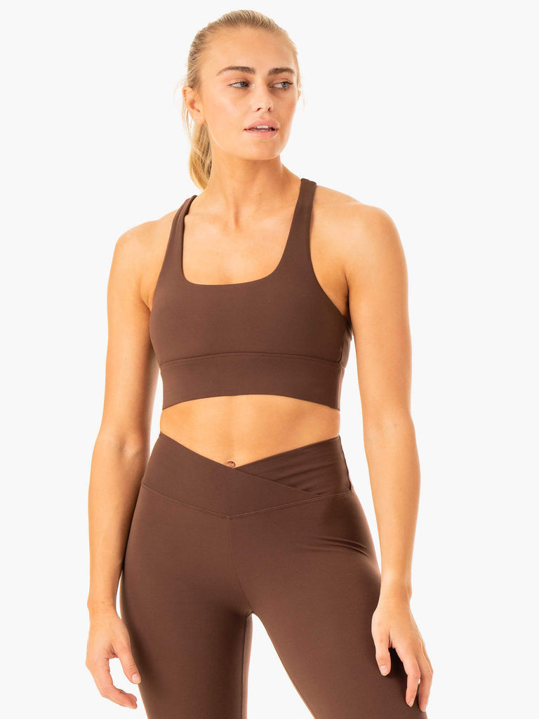 Flow Square Neck Sports Bra - Chocolate - Ryderwear