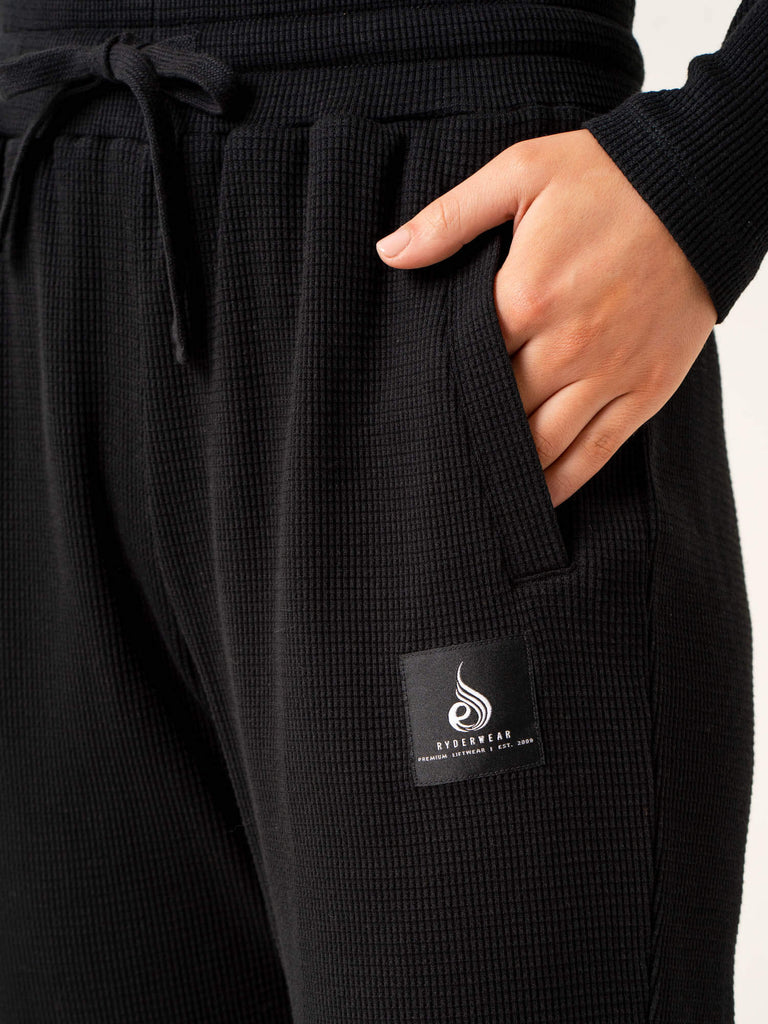 Women's Waffle Lounge Pants - Black