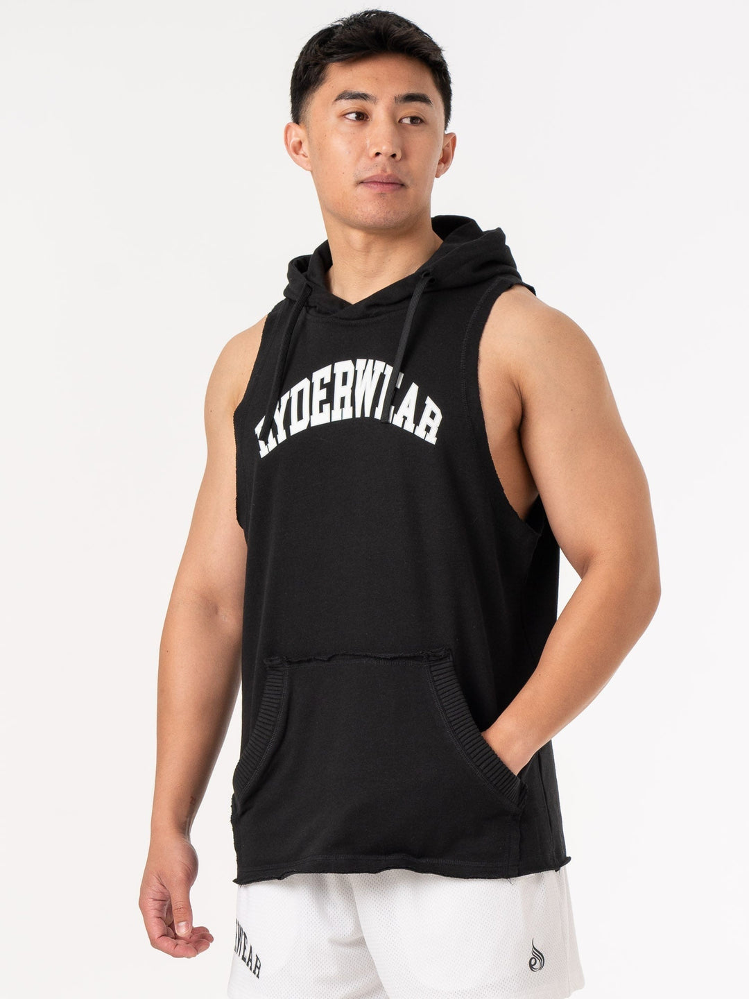 Collegiate Sleeveless Hoodie - Black Clothing Ryderwear 