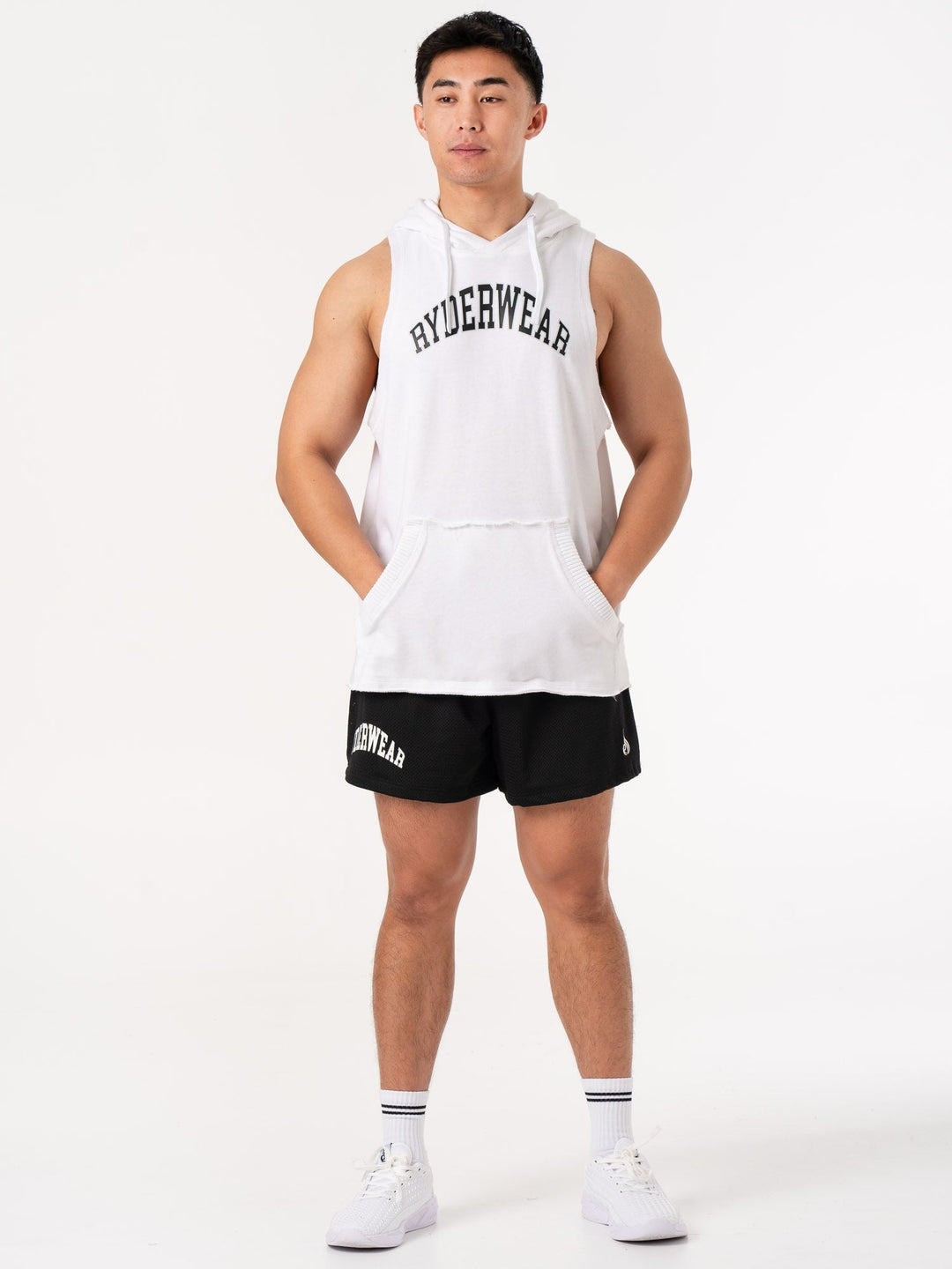 Collegiate Sleeveless Hoodie - White Clothing Ryderwear 