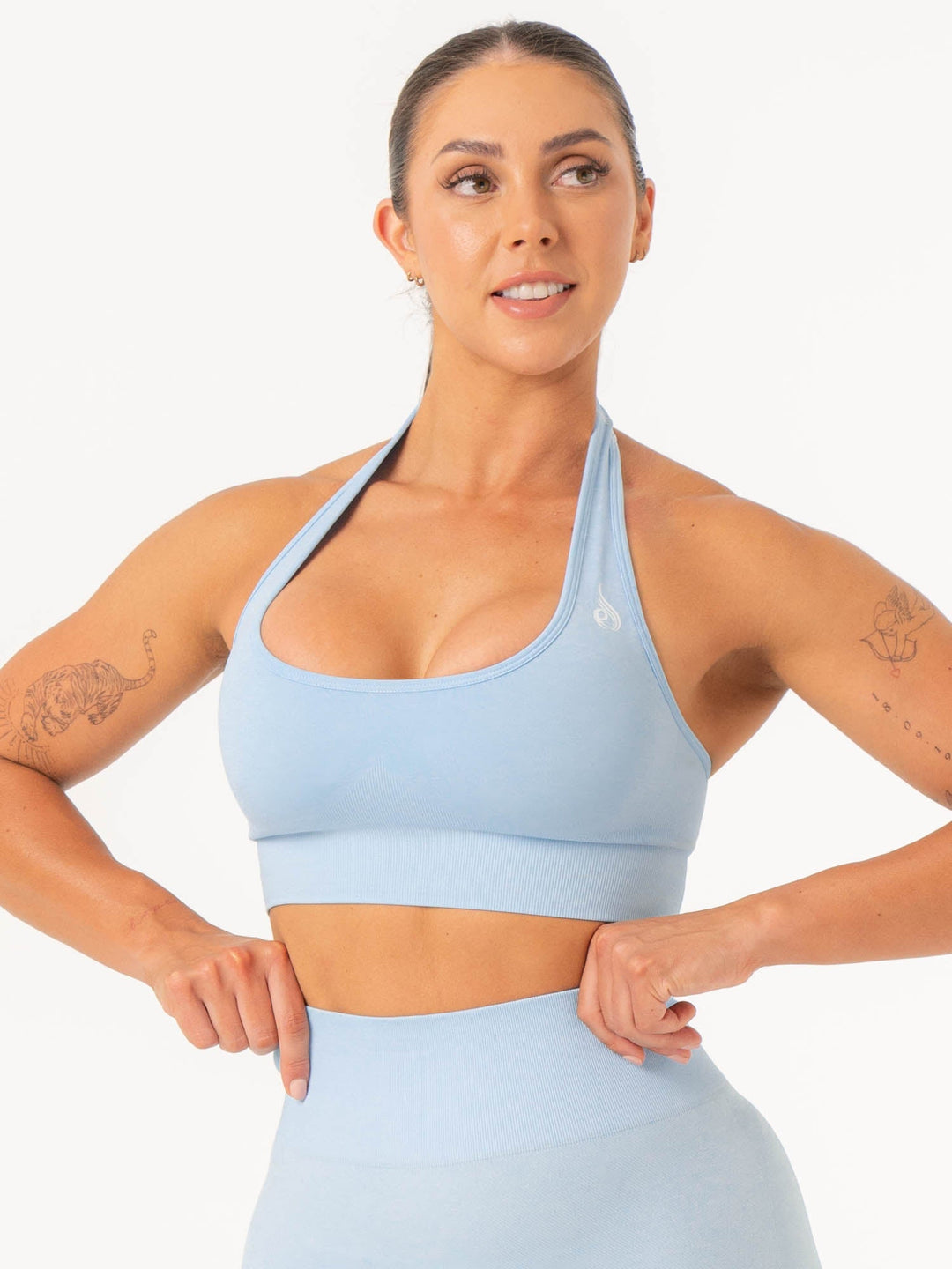 Contour Halter Bra - Sky Blue Marl Clothing Ryderwear 