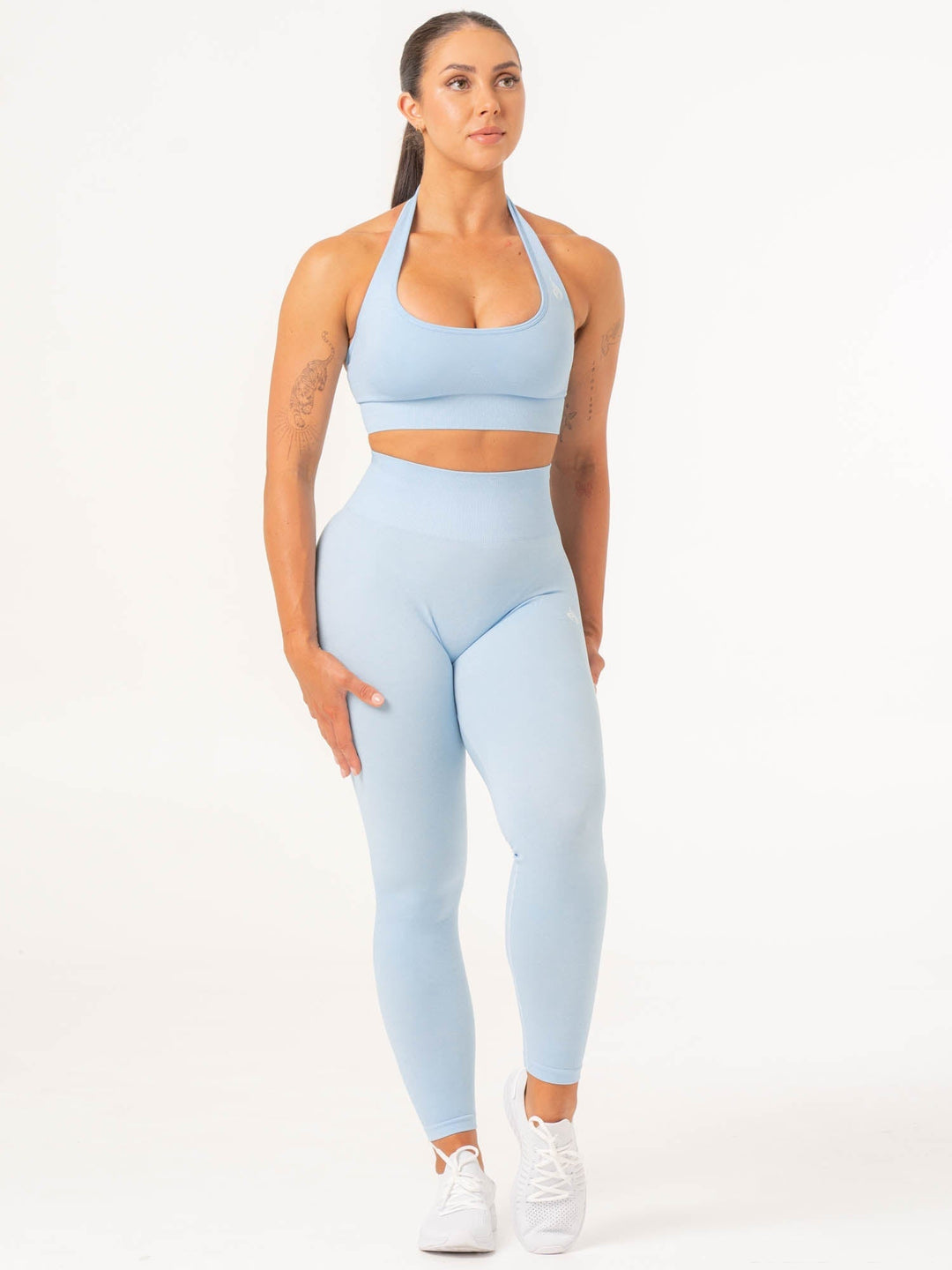 Contour Seamless Leggings - Sky Blue Marl Clothing Ryderwear 