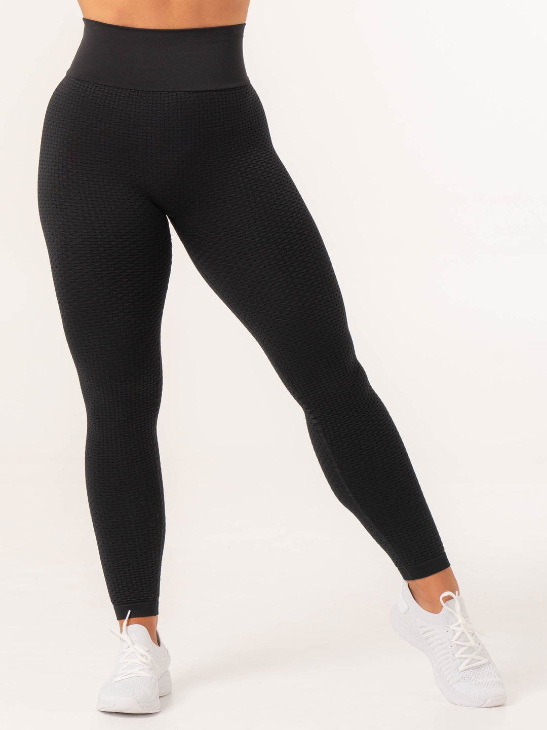 Honeycomb Scrunch Seamless Leggings - Black Clothing Ryderwear 