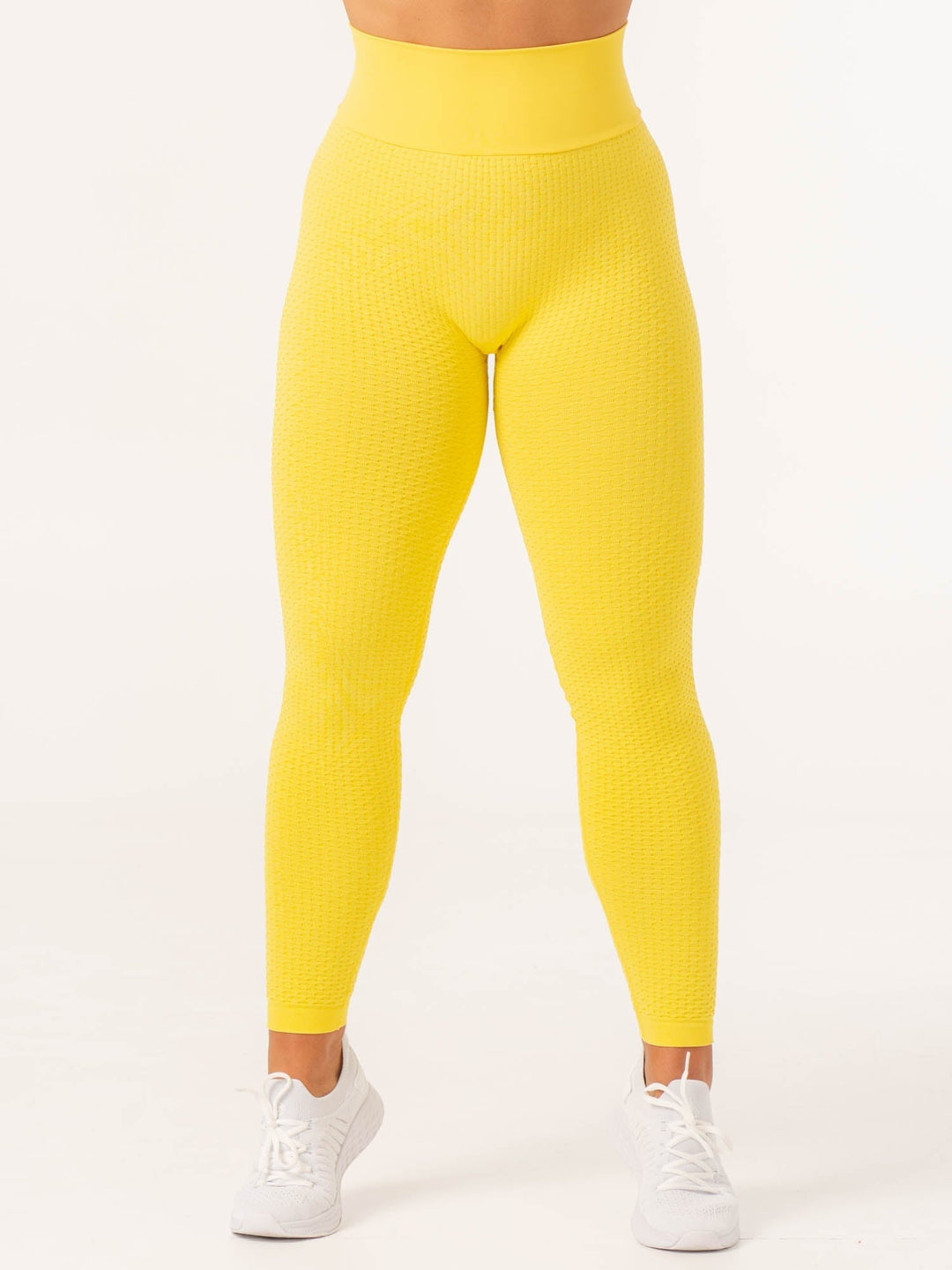 Honeycomb Scrunch Seamless Leggings - Yellow Clothing Ryderwear 