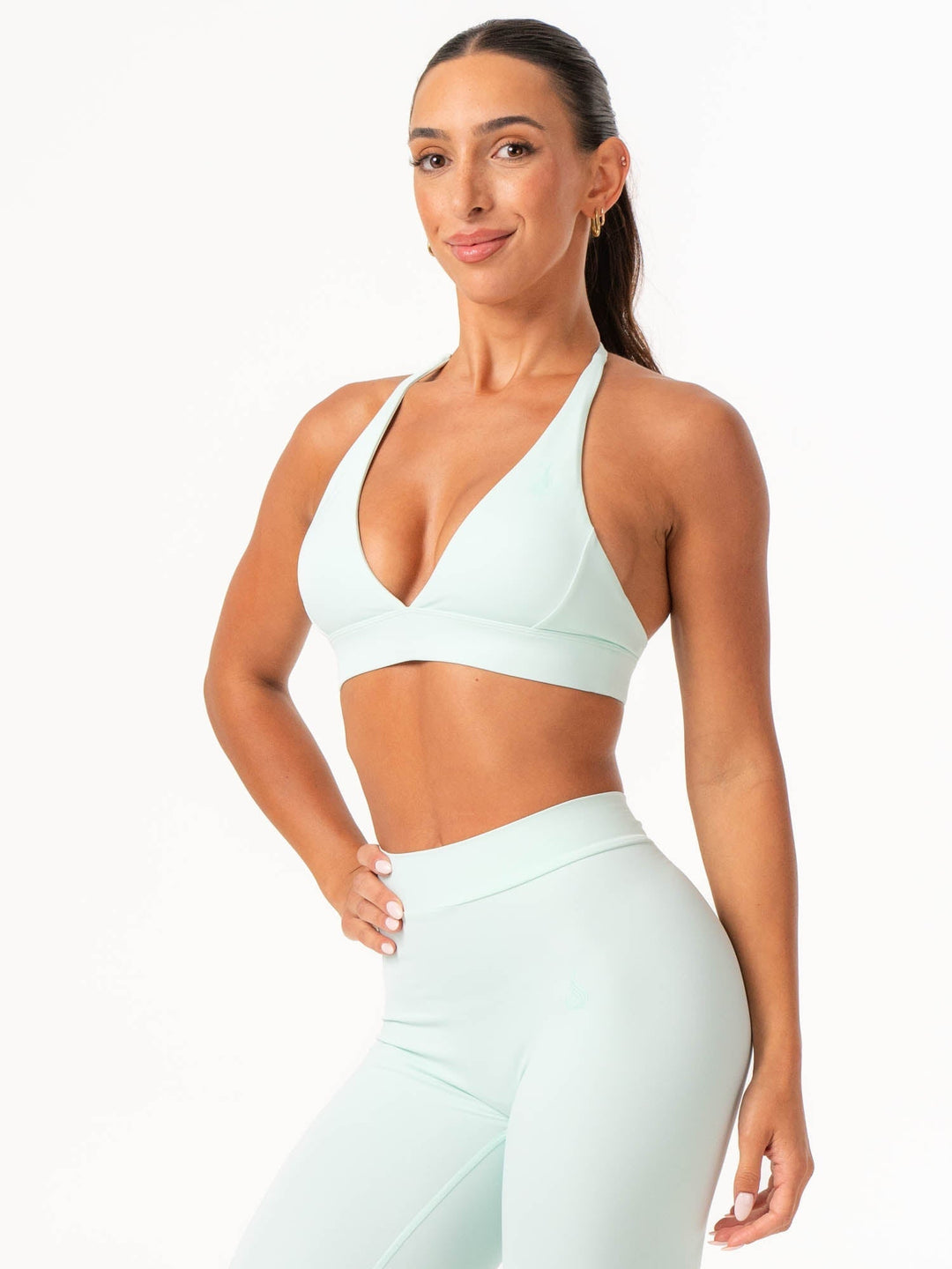 NKD Halter Sports Bra - Cool Mint Clothing Ryderwear 