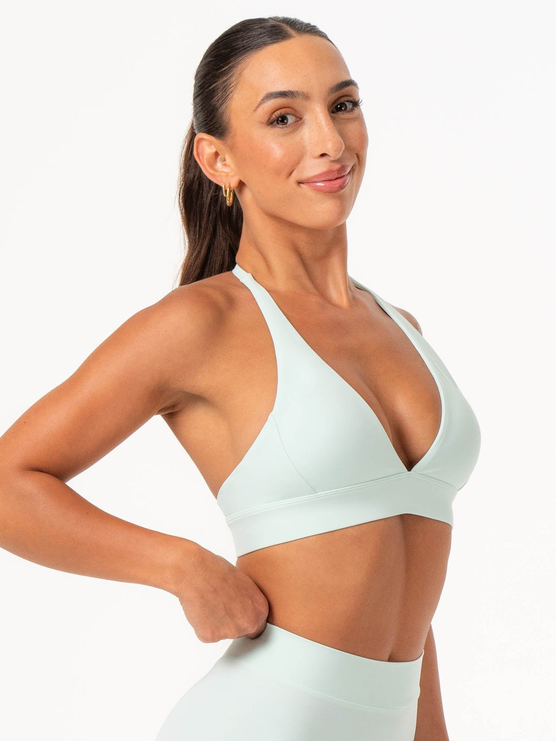 NKD Halter Sports Bra - Cool Mint Clothing Ryderwear 