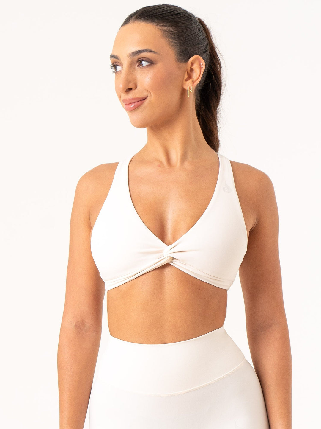 NKD Knot Sports Bra - Off White Clothing Ryderwear 