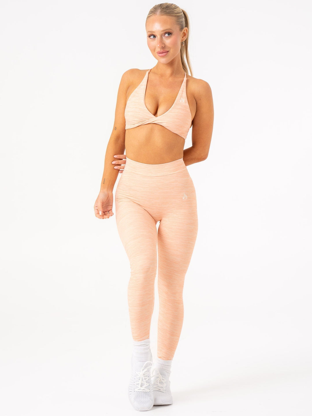 NKD Twist Sports Bra - Blush Marl Clothing Ryderwear 