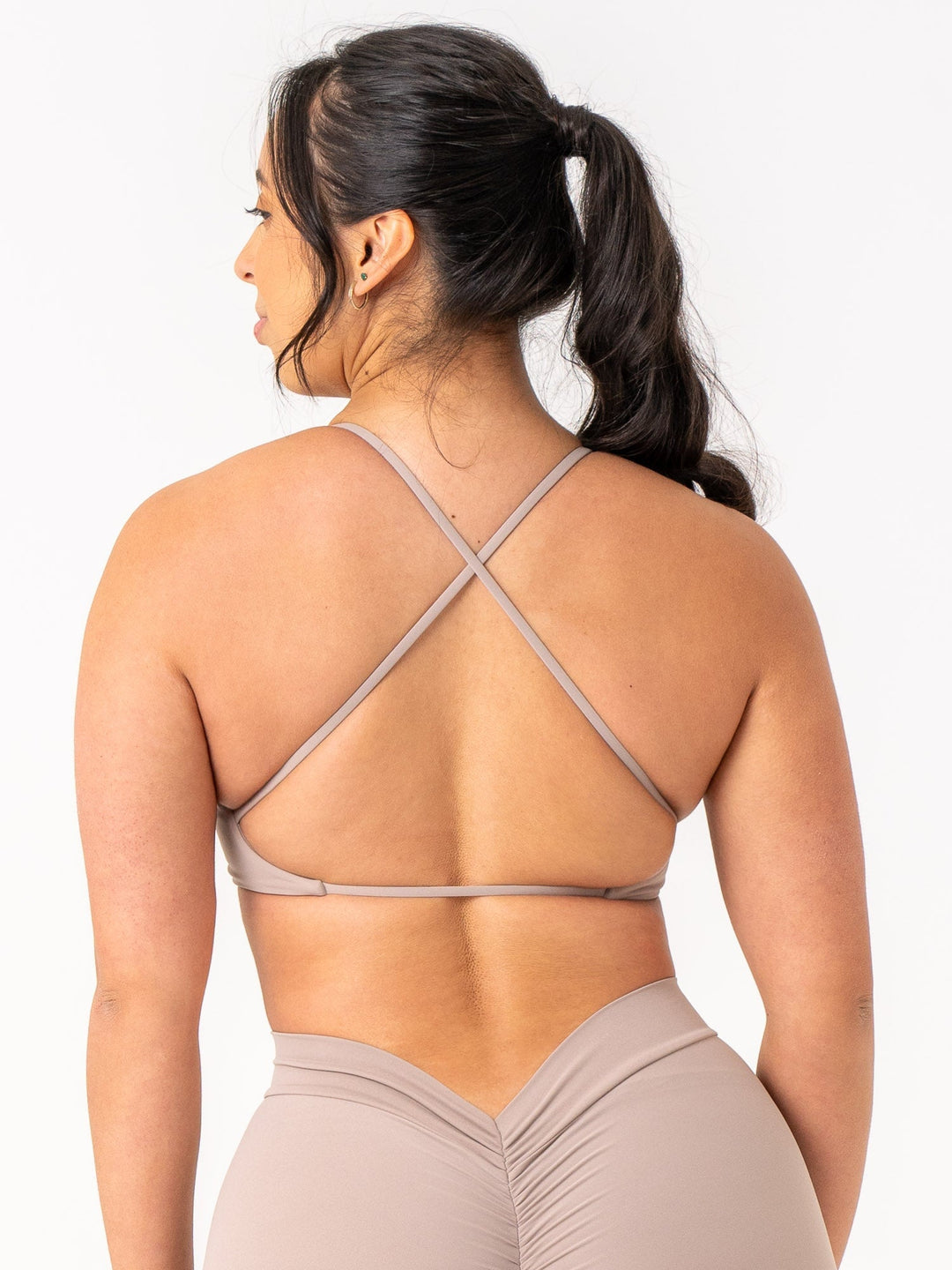 NKD Twist Sports Bra - Taupe Clothing Ryderwear 