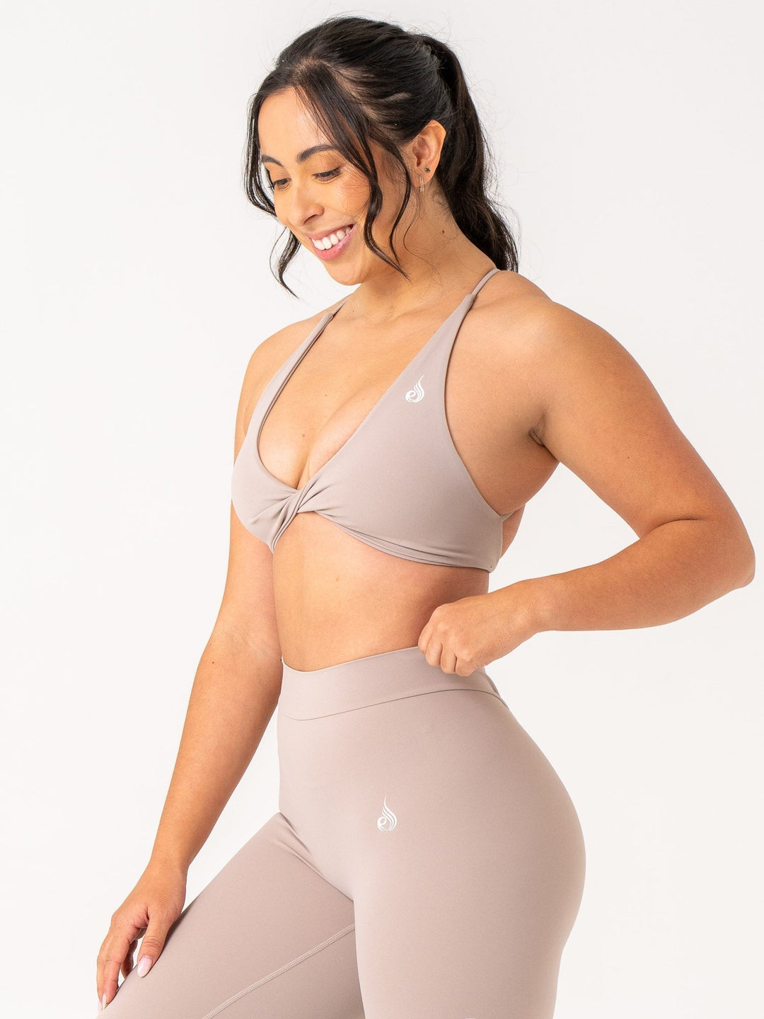 NKD Twist Sports Bra - Taupe Clothing Ryderwear 