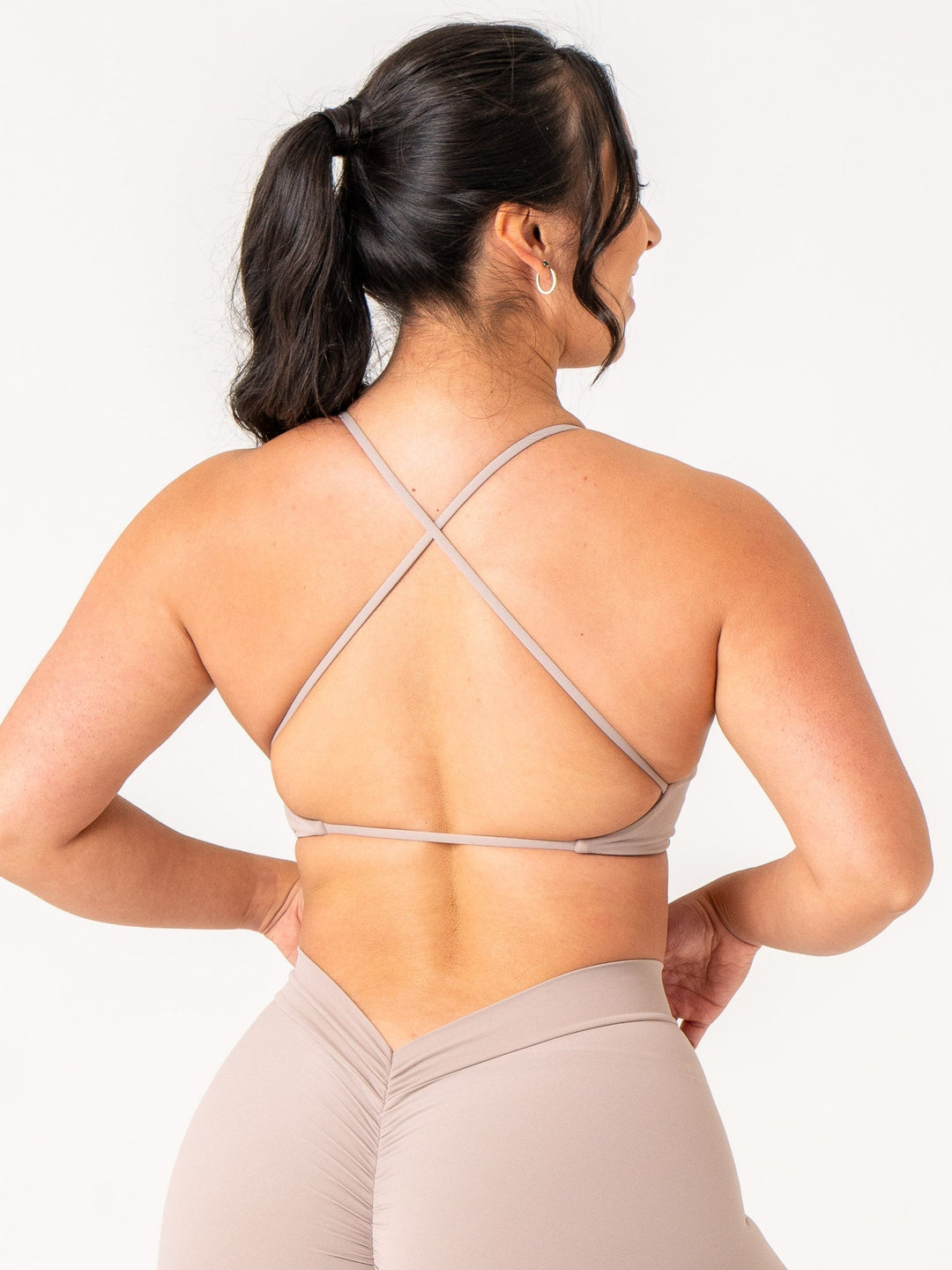 NKD Twist Sports Bra - Taupe Clothing Ryderwear 