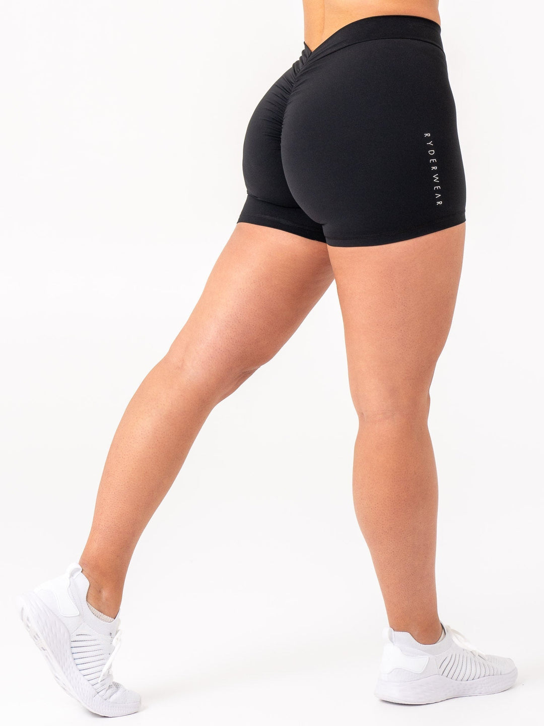 NKD V Scrunch Shorts - Black Clothing Ryderwear 