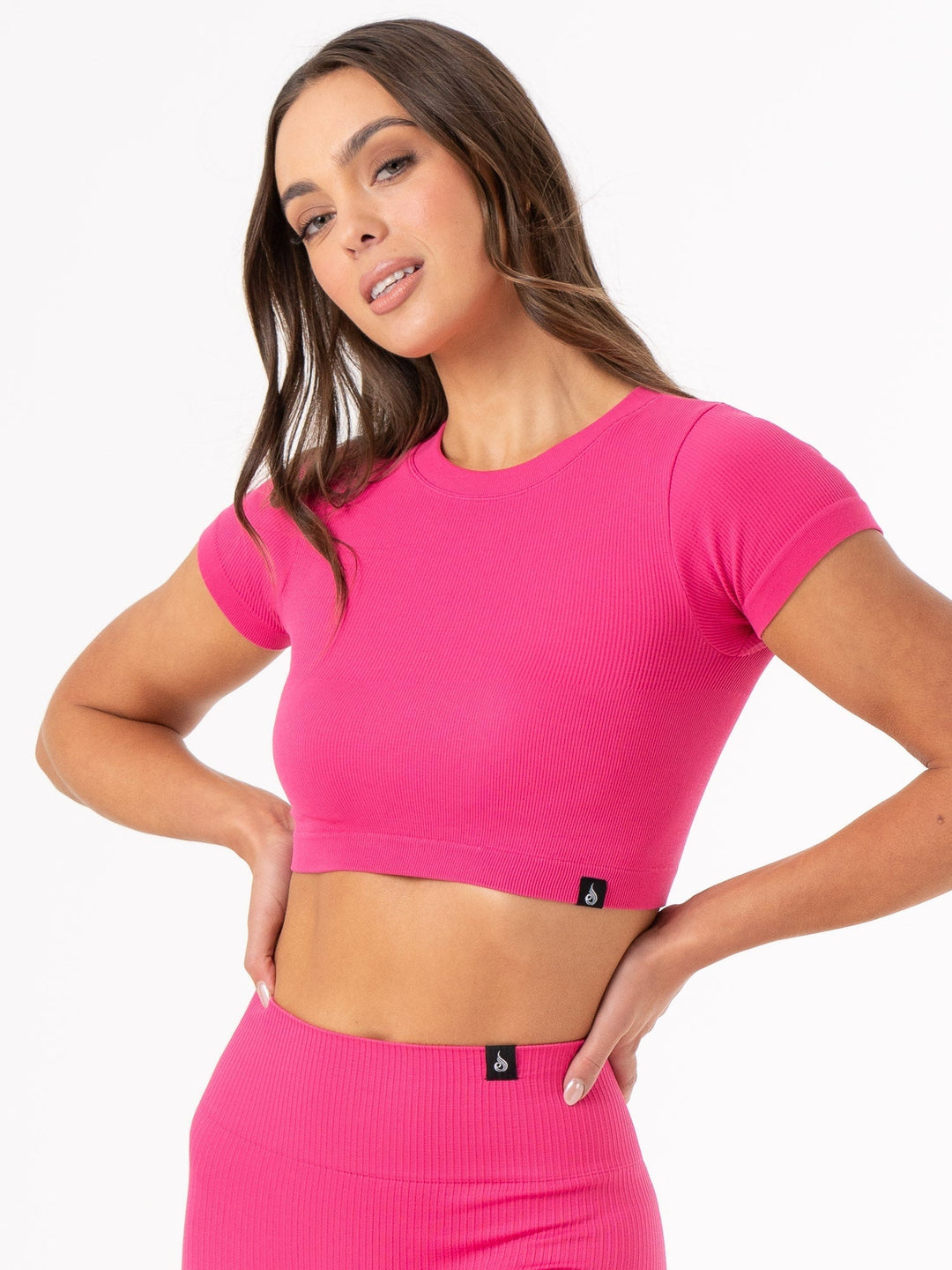 Rib Seamless T-Shirt - Hot Pink Clothing Ryderwear 