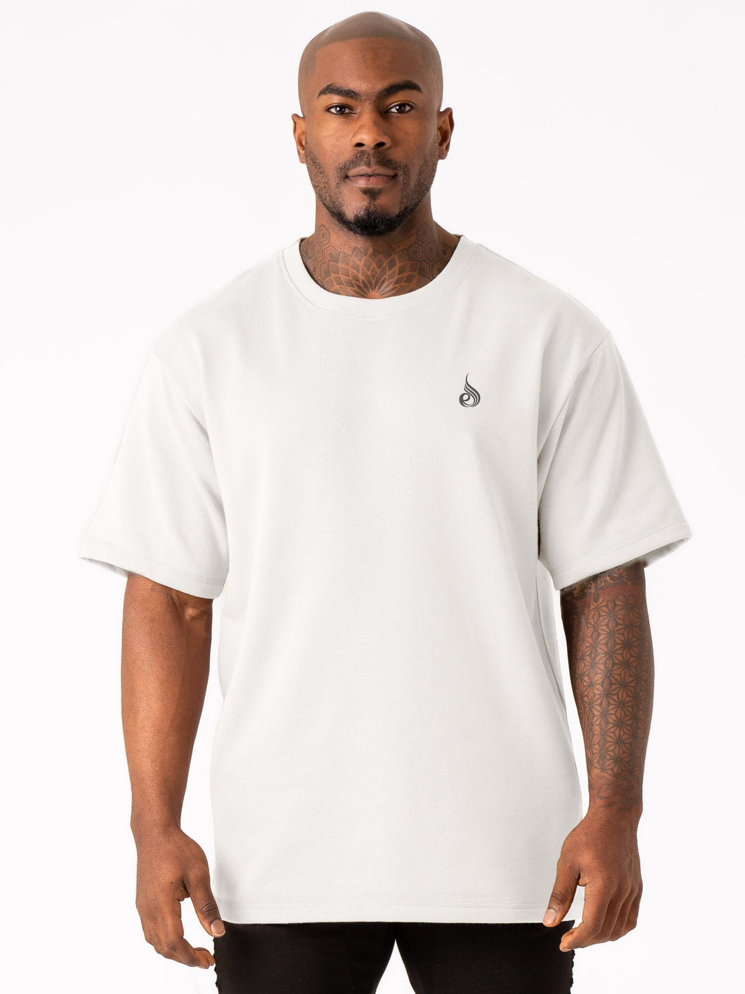 Throwback Fleece Oversized T-Shirt - White Clothing Ryderwear 