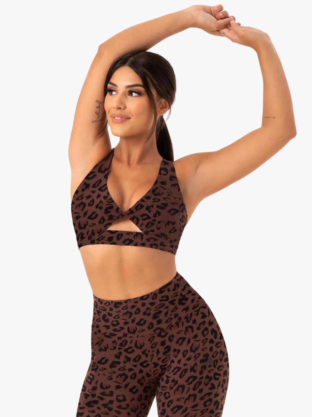 Adapt Twist Sports Bra - Chocolate Leopard Clothing Ryderwear 