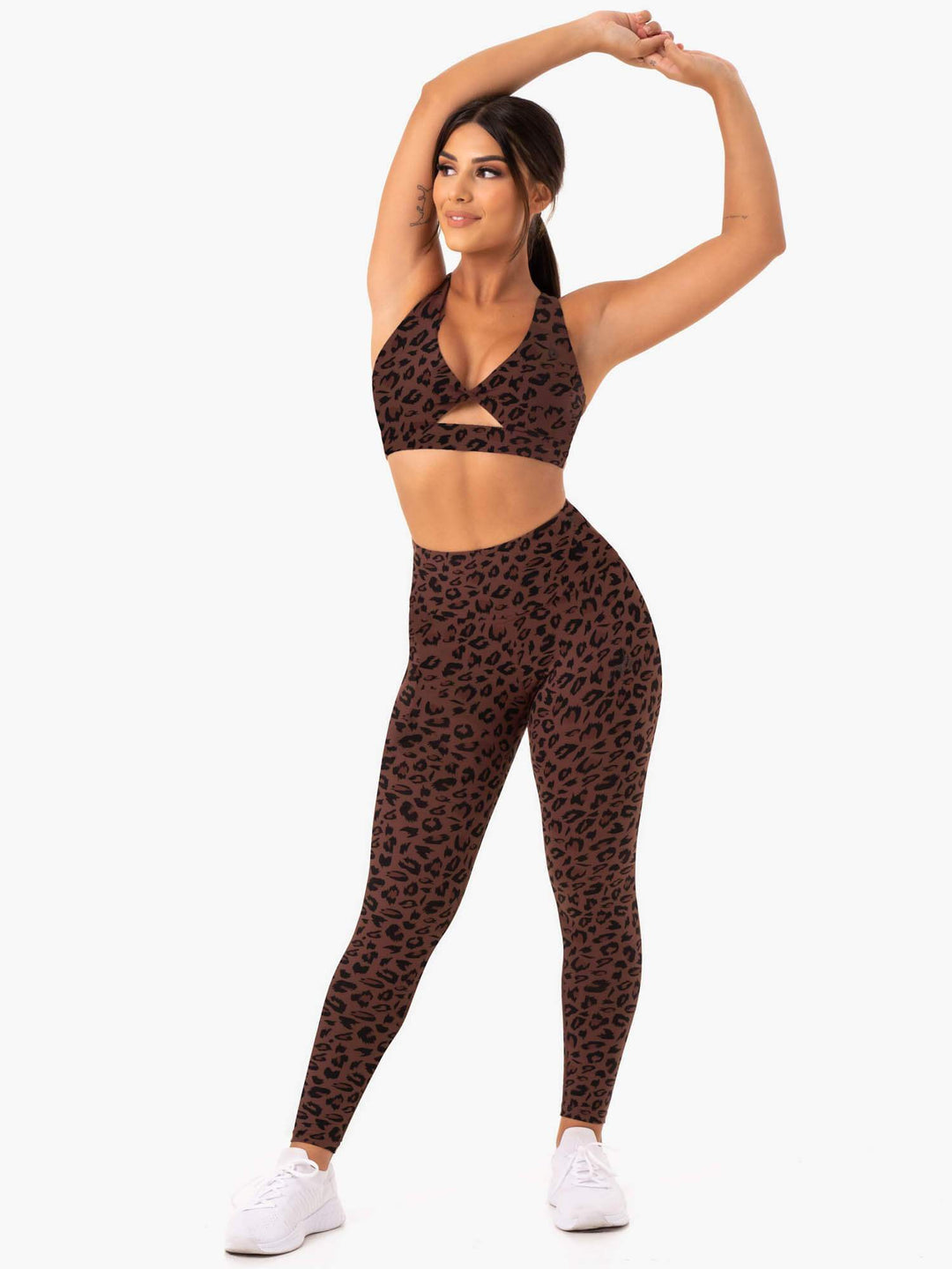 Adapt Twist Sports Bra - Chocolate Leopard Clothing Ryderwear 