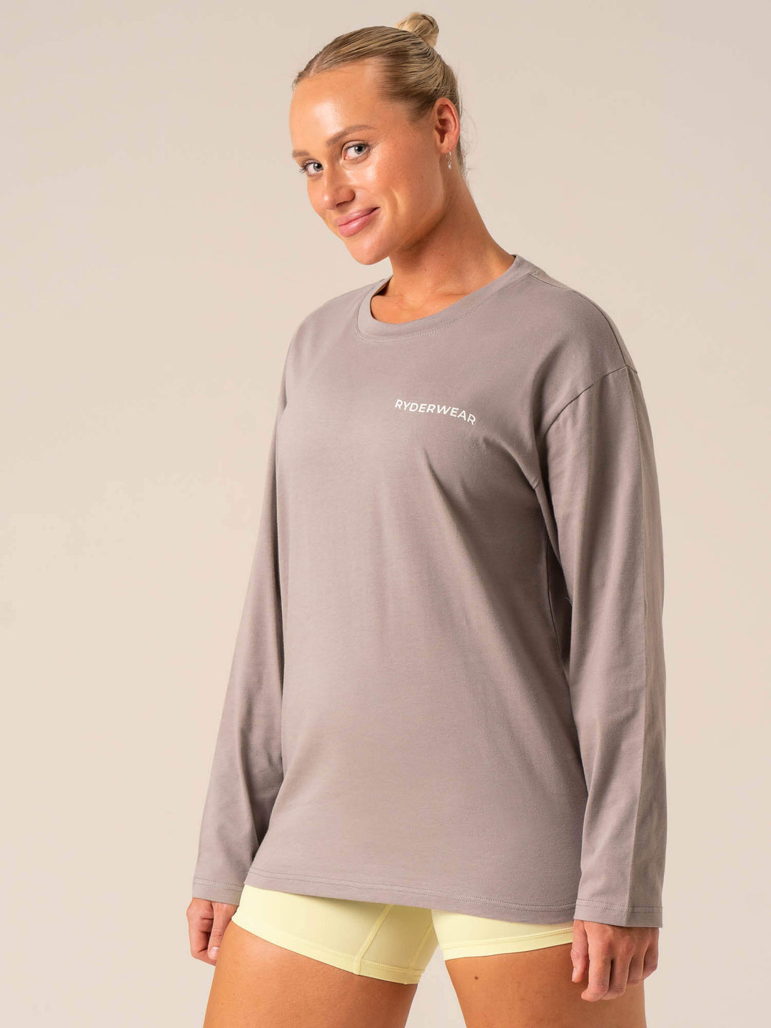 Embody Oversized Long Sleeve T-Shirt - Steel Grey Clothing Ryderwear 
