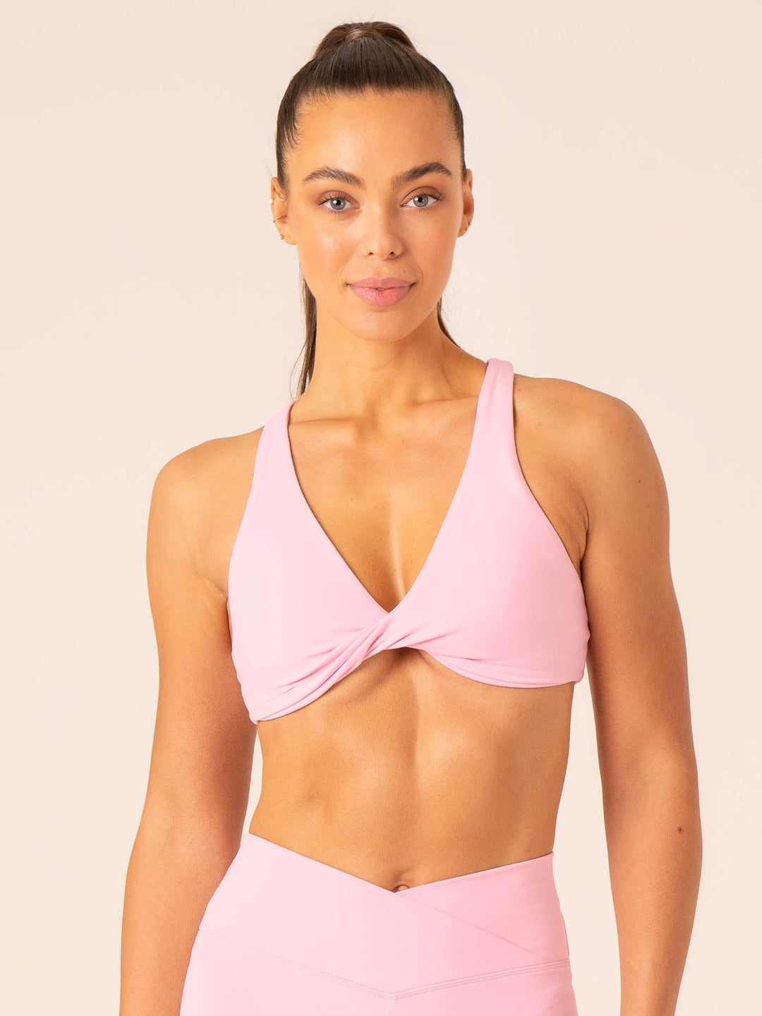 Momentum Twist Sports Bra - Candy Pink Clothing Ryderwear 