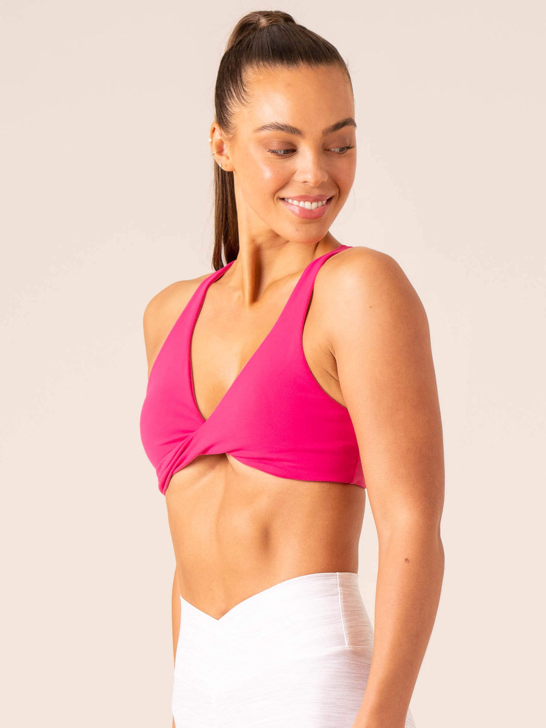 Momentum Twist Sports Bra - Hot Pink Clothing Ryderwear 