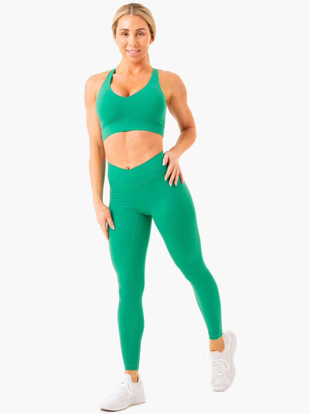 NKD Cross Over Sports Bra - Green Clothing Ryderwear 