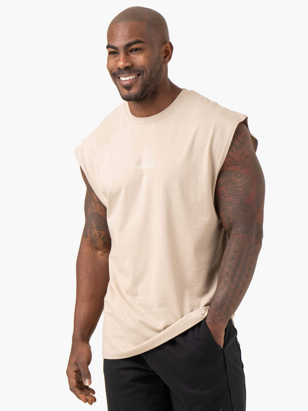 Pursuit Wide Cut Tank - Sand Clothing Ryderwear 