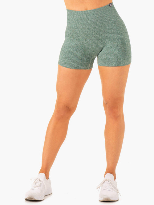 Rib Seamless Shorts Green Marl